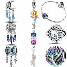 1 件装时尚闪亮珠子吊坠，镀银，适合手链项链 DIY 节日礼物 - 彩色 - 查看 1