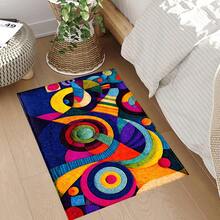 1 szt. Dywan z nadrukiem abstrakcyjnym, mata z imitacji wełny – bardzo chłonna, łatwa do czyszczenia, odpowiednia do wystroju wnętrz, do domu, na farmę, do przedpokoju, do wnętrz, do kuchni, jadalni, małego biura/biura domowego, do zlewu, pralni, wycieraczki, maty kuchennej, maty antypoślizgowej - Wielokolorowe - Zobacz 4