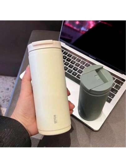 Disney 1个400毫升/13.5盎司简约优雅高品质不锈钢双层咖啡杯，便携式保温杯，适合办公室和车内使用