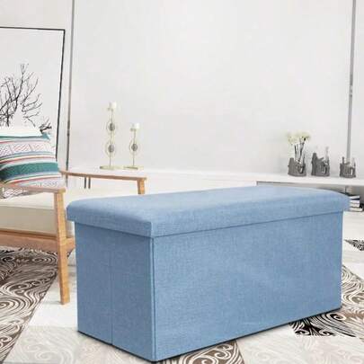Klapphocker mit Aufbewahrungsbox, mit Leinen bezogener Hocker, kleiner Würfelsitz, geeignet für Spielzeugtruhe, Bettende, Schuhhocker, Flur, Sitzgelegenheit. Verschiedene Farben und Größen erhältlich