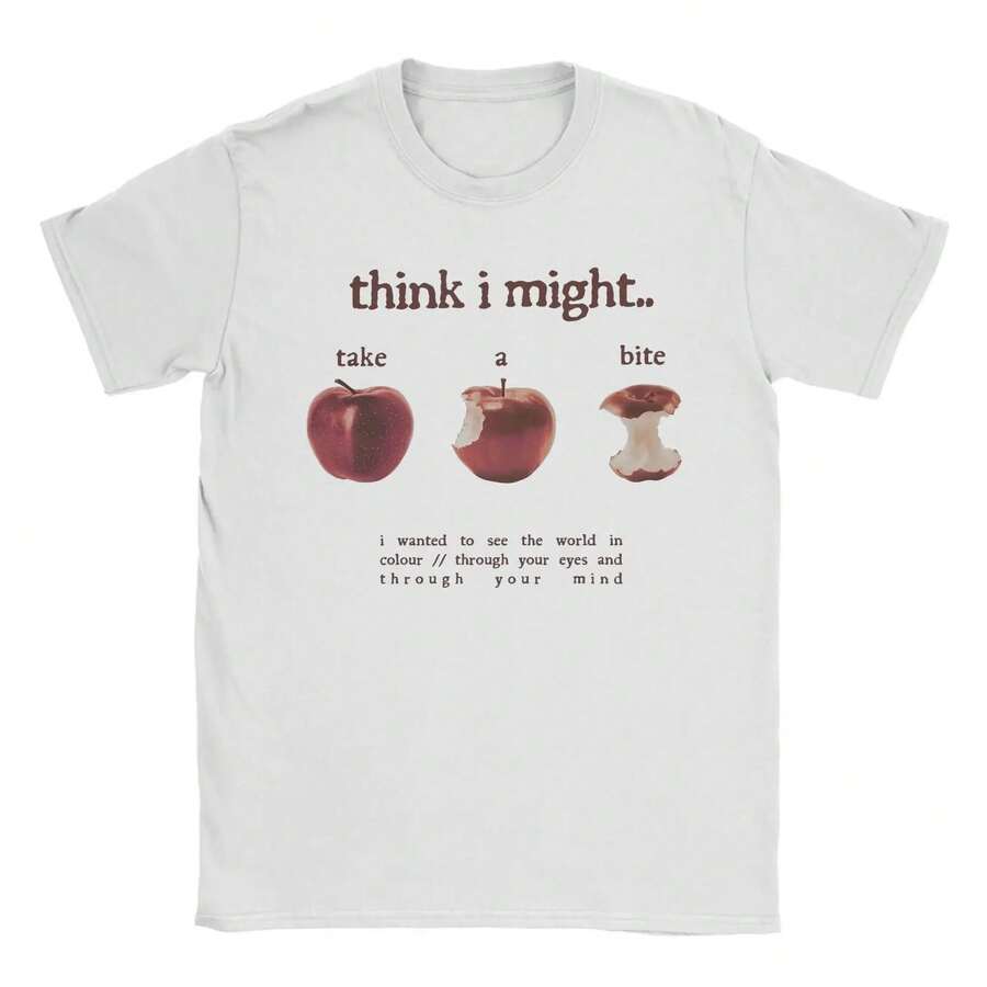 Women's Vintage Take A Bite Graphic T-Shirt Short Sleeve Round Neck Casual Sweatshirt Style - 白色 - 查看 1
