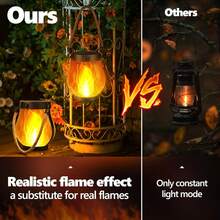 2pcs/1pc Solar USB Dual Power Flame Lamp, Waterproof Flickering Bulb String Lights For Home & Outdoor Decor, Warm White Flame Effect LED Strip - IP44 Rated - Flame - View 7
