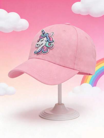 1顶春夏儿童棒球帽，可爱独角兽刺绣棒球遮阳帽，适合日常穿着和户外活动