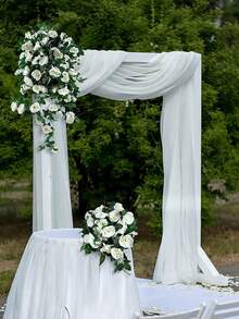 1pc Artificial Peony Flower Vine, Home Decor, Spring - White - View 4