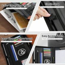 Piorlado Business Padfolio Folder With Handle And Zipper,Document Organizer With Pockets Letter Size A4 Writing Pad Notepad Padfolio - A - View 4