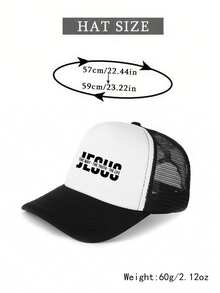 1件装时尚海绵帽，印有耶稣字母，成人卡车司机帽、棒球帽、钓鱼帽，趣味礼物帽，男女皆宜，春夏款 - 彩色 - 查看 5