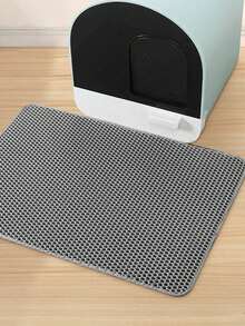 1pc Double-Layer Cat Litter Mat, Anti-Slip Pet Cleaning Mat To Collect Litter, Waterproof Cat/Dog Litter Box Mat - Black - View 7