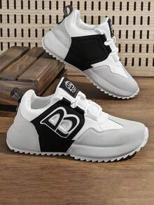 Plus Size Fashion Casual Sports Sneakers, High-Quality Breathable Lightweight Running Shoes, Versatile Stylish Choice - White - View 3