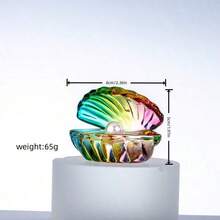 1 peça de decoração em forma de concha de cristal colorida com pérola artificial, mini ornamento de concha de cristal, decoração de mesa com tema oceânico. - 1PC - Ver 3