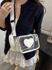 2-In-1 Transparent Bag Set With Coin Purse, Waterproof PVC Mini Square Bag, In 2026, Versatile Large Capacity Crossbody Bag - White - View 8