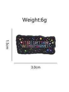 1枚治愈系彩色星空文字胸针，彩色星星和励志语录装饰，文学主题徽章，男女通用设计，日常配饰礼物 - 彩色 - 查看 3