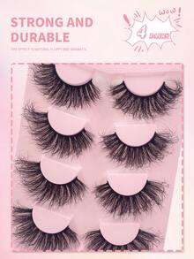 ENCHUW 4 Pairs Eyelashes Fluffy False Lashes Wispy Full Eye Lashes 25mm Long D Curl Strip Eyelashes Pack Reusable Fake Eyelashes That Look Like Extensions - Black - View 5
