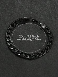 2pcs/Set Men's Gift Watch - Square Dial Fashion Engraved Calendar Dial Classic Stylish Quartz Wristwatch + Bracelet (Watch Box Not Included) - Black - View 4