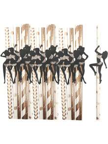 50-500pcs Flexible Black Plastic Straws, Bendable Party Decoration Straws, Plastic Drinking Straws, Coffee And Cocktail Stirrers, Beverage Accessories Suitable For Milkshakes, Smoothies, Bubble Tea, Iced Coffee, Great For Home Camping Picnic Party, Party Supplies, Household & School Essentials - 彩色 - 查看 16