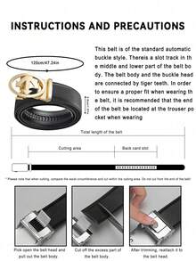 Men's Textured PU Belt With Arrow Round Automatic Buckle, Available In Gold, Silver And Black Plating. It Features An Adjustable Ratchet Design, Classic Business-Casual Style, And Is An Ideal Gift For Father's Day And Anniversaries. - Multicolor - View 7