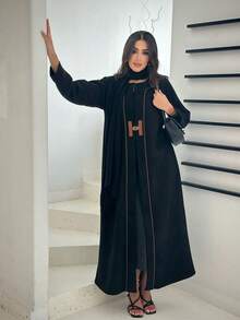 New Arrival Ramadan Abaya Dress, Fashionable Long Robe For Ramadan - Black - View 3