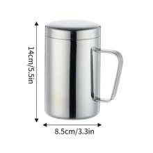 1pc Stainless Steel Mug With Lid And Handle, Anti-Drop Drinking Cup, Home Office Kitchen Restaurant Coffee Tea Cup, Double-Wall Insulated Dust-Proof, Reusable Multi-Size 304 Mug, Summer Winter Drinkware, Gift - Silver - View 10