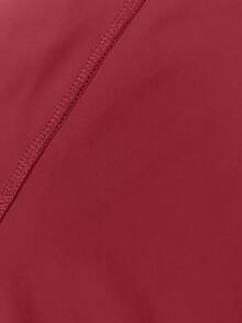 LovelyWholesale 女士休闲立领长袖纯色拉链修身上衣和瑜伽裤套装 春季服装 - 酒紅色 - 查看 6