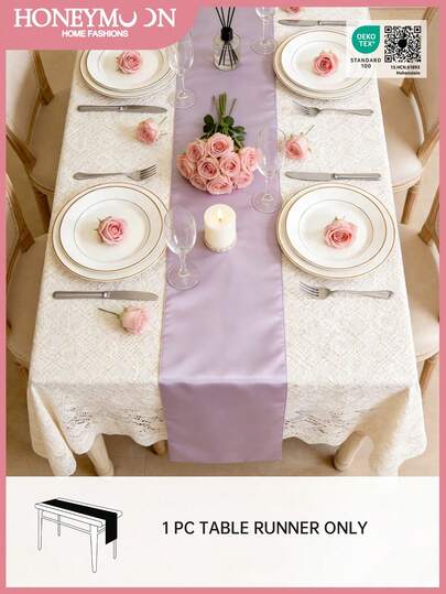 منشفة طاولة ساتان للشهر العسل قطعة واحدة - قماش ساتان لامع، ناعم وناعم جدًا، قابل للغسل في الغسالة - لديكور المنزل والمطعم والمقهى والحفلات الخارجية والزفاف، معتمد من Oeko-Tex، بنفسجي داكن