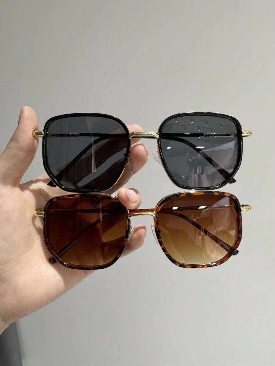 2pcs Plastic And Metal Square Metal Rimmed Eyeglasses Frame Elegant Advanced Exquisite Shades Basics Springbreak Fashion Glasses For Women Summer Beach Elegant Going Out Outfit