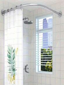 1 Set Modern Curved Shower Curtain Rod, Stainless Steel Shower Rail With Gold Tube, Ceiling Mounted Storage Rack, Fan-Shaped Design Suitable For Bathroom Decor - Shower Curtain Rod - View 9