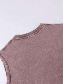 Disney Zootopia Nick & Judy Breakout 230GSM Vintage Washed Streetwear Tank Top, Casual Tank Top - Màu cà phê - Xem 3