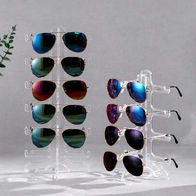 4/5 Tier Transparent Fashion Glasses Display Rack, Plastic Eyeglasses Storage Organizer, Multi-Layer Glasses Holder