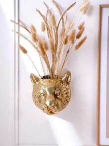 1pc European Retro Leopard Head Shaped Gold & Silver Foil Decor, Suitable For Floral Arrangement, Storage, Creative Animal Wall Art, Applicable For Home Decor, Room Decor, Birthday, Graduation, Christmas Decoration, Christmas Gift, Kitchen, Bedroom, Living Room, Party Decoration, Etc. - Multicolor - View 3