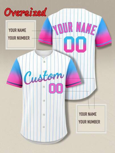 Plus Size Customizable Ombre Sleeve White Baseball Jacket For Men, Suitable For Gatherings And Matches, Name And Number Printing Available, Fast Shipping