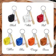 Juego de regalo de llavero de béisbol personalizado, llavero de bate y guante de béisbol (adecuado para hombres, adolescentes), regalos para entusiastas de los deportes, regalo ideal para él - Llavero de béisbol multicolor - Ver 7