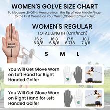 FINGER TEN 1 pieza Guante de golf para mujer diestra, agarre premium para todo clima y tacto suave y cómodo, mejora la confianza en el swing, disponible en S/M/L - Blanco - Ver 5