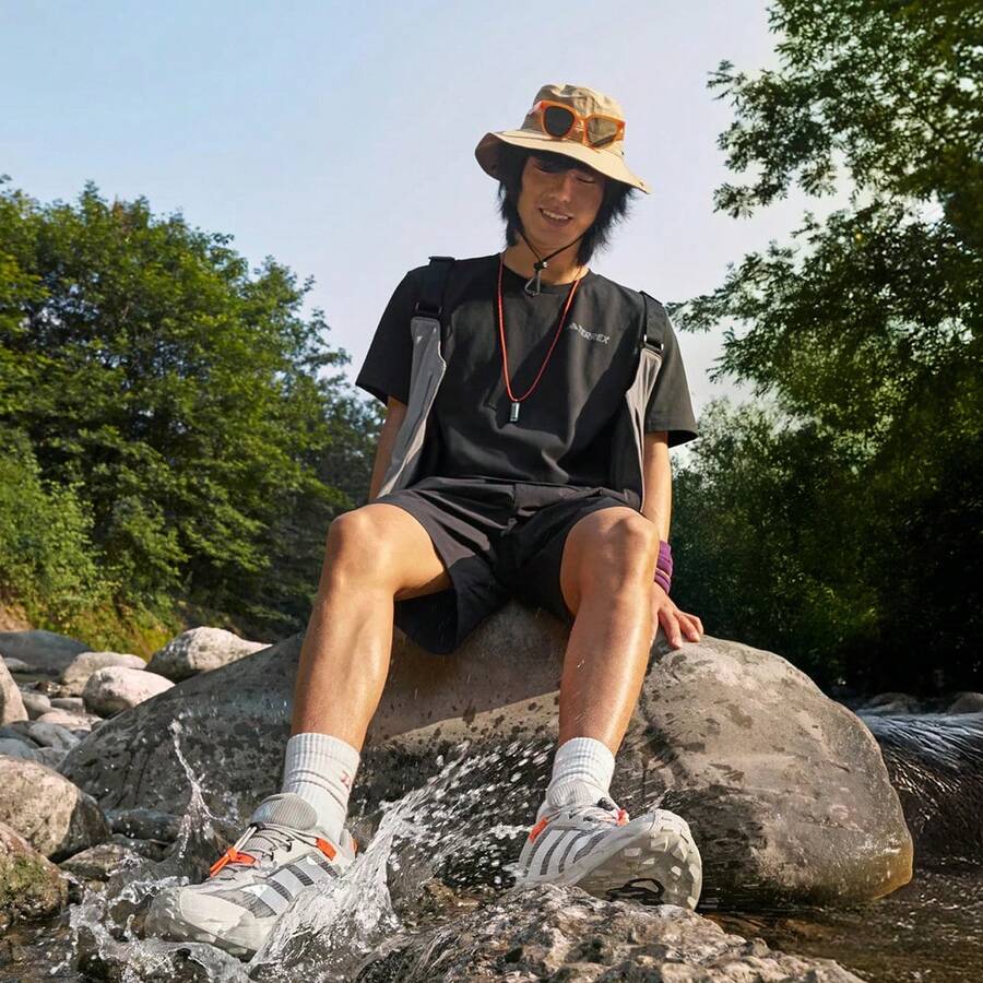 Adidas 男士 XPL POLYGIENE 短袖针织无领T恤 TJI8328 - 黑色 - 查看 1