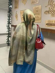 1条女士波西米亚水彩印花围巾，防晒披肩，多功能优雅头巾/头饰 - 綠色 - 查看 4