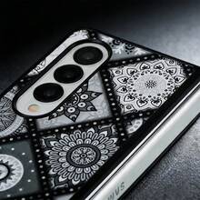 Bohemian PU Leather Hard Shell Foldable Phone Case Compatible With Samsung Galaxy Z Fold3/Z Fold4/Z Fold5/Z Fold6/Z Fold7 - Grey - View 5