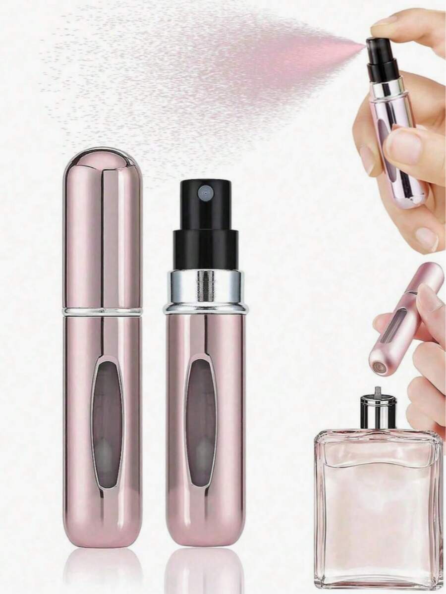 1pc Glass Perfume Spray Bottle Rose Gold Aluminum Spray Nozzle Perfume Separate Bottle Press Empty Bottle 10ml,It Is Recommended To Use A Dropper To Fill Perfume - Multicolor - View 1