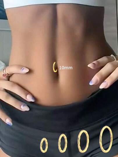 1枚S925纯银简约圆形经典肚脐环，多种尺寸可选，优雅女士饰品，百搭日常佩戴，送给女友、妈妈和姐妹的绝佳礼物