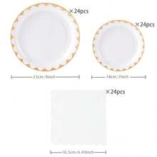 White Rimmed Disposable Tableware Set, Including 7/9 Inch Paper Plates, Paper Cups, Paper Napkins, Suitable For Birthday Parties, Festivals, Gatherings, Picnics, Celebration Events, Wedding Tea Parties, Graduation Ceremonies - White - View 17