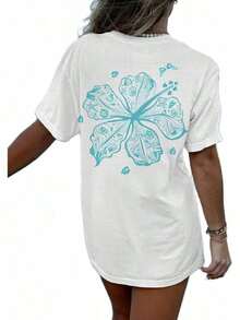 2026 Summer ClothesWomen's Tops Letter Tee Graphic T-Shirts, Women Teens Oversized Graphic Tee Shirts Y2k Short Sleeve Floral Aesthetic Tshirt Top Summer Cute Preppy Clothes-For Women, Holiday, Vacation,Daily Casual Fashion And Versatility. Loose And Comfortablesummer Tops - 魚白 - 查看 6