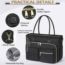 Teacher's Briefcase 15.6-Inch Laptop Bag (Approx. 39.6 Cm) Work Bag Laptop Case Nurse's Bag Professional Laptop Messenger Bag With Insulated Pocket Laptop Briefcase Suitable For Office, University, Nursing, Teal - 黑色 - 查看 3