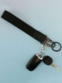 1个黑色耐用腕带钥匙扣，男女通用时尚钥匙扣，腕带钥匙挂绳 - 黑色 - 查看 2