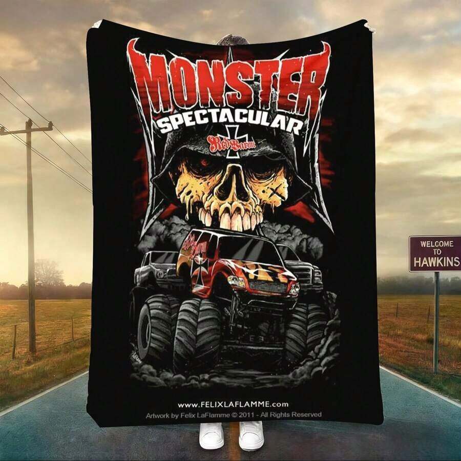 1PC 3D Monster Jam Monster Truck Cartoon Blanket, Edgy Gift For Motorsports Fans, Themed Man Cave Decor, Retro Sci-Fi Party Accent & Race Day Souvenir,Soft Throw Blanket For Home Bedroom Bed Sofa Picnic Travel Office Cover Blanket, Multiple Sizes 50x60 To 60x80 Inches - Nhiều màu 33 - Xem 1