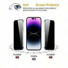 4片装隐私屏幕保护膜，兼容 17/17 Pro/17 Pro Max/16/16 Pro/16 Pro Max/16 Plus/6/7/8/11/12/13/14/15 / Pro Max、XS、XR、Xs Max - 亮面钢化玻璃，防窥防碎，增强屏幕保护 - 黑色 - 查看 3