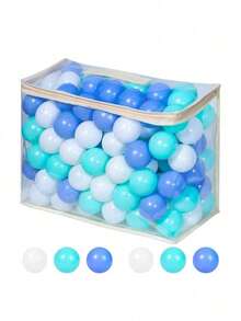 100pcs Ball Pit Balls For Toddlers,2.15 Inch Crush Proof Plastic Toy Balls For Ball Pit, Children's Pool Water Toys, Macaron Ocean Balls For Play Tent - White Blue Green - View 2