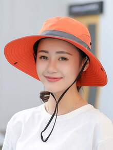 男女通用夏季马尾辫遮阳帽，可折叠透气宽檐渔夫帽，适合远足、海滩、钓鱼 - 彩色 - 查看 3