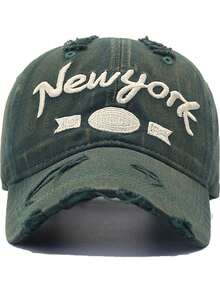 1pc New York 1962 3D Embroidery Baseball Cap, Unisex, Distressed Denim Washed Adjustable Snapback Hat, Fashionable Casual Curved Brim Cap - Multicolor - View 8
