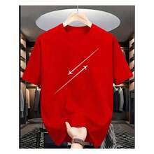 Camiseta Masculina AVIÃO 100% algodao Manga Curta Gola Redonda Estampada - Vermelho - Visão 1