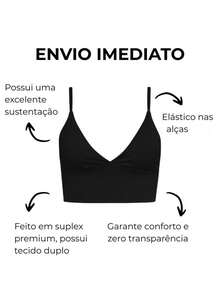 Women's Cropped Top Carioca Suplex Thin Strap Strap Various Colors Double Lined Without Pads Comfortable Reinforced Stitching - Màu tím - Xem 5