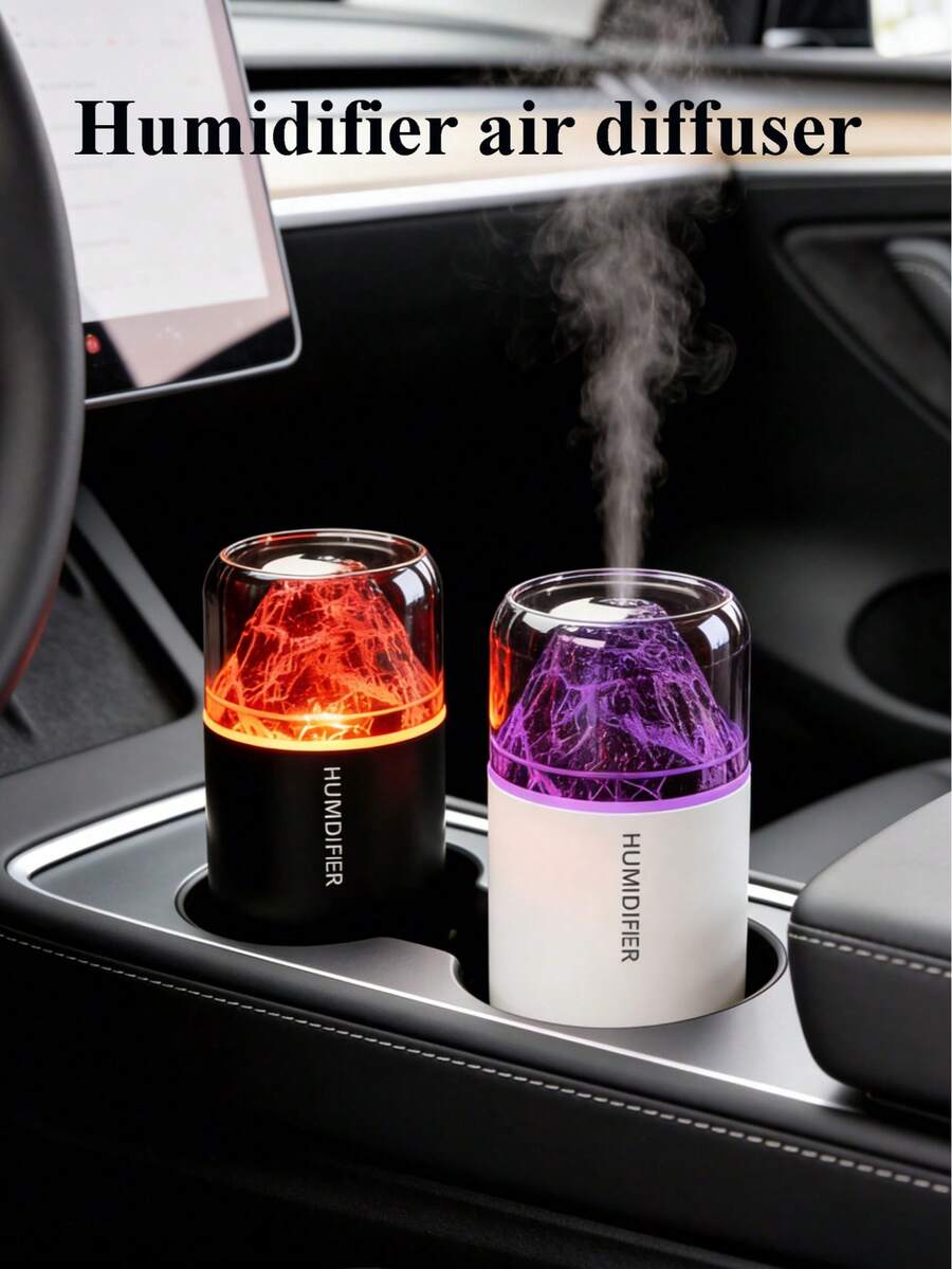 Humidificador mini de roca volcánica con iluminación de 180ml/alimentado por USB, adecuado para autos, hogar, oficina, dormitorio, sala de yoga y meditación, estudio de pilates, humidificador y difusor de aire que ayuda con las alergias - cilindro - Ver 1