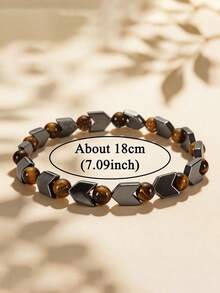 虎眼石和赤铁矿箭头男士手链，寓意保护、提升清晰度、增强接地能量，男女皆宜，波西米亚风箭头简约腕带 - 彩色 - 查看 4