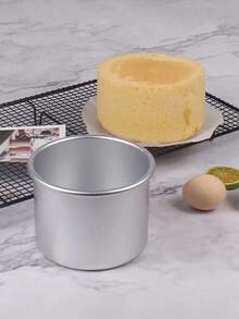 1pc Cylinder-Shaped Non-Stick Baking Cake Mold, Anodized Aluminum Surface, Suitable For Parties, Birthdays, Weddings And Other Kitchen Baking - Silver - View 4